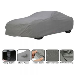 Body Cover for Figo Aspire Water Resistant Polyester Fabric with Mirror Pocket Slots_Grey Colour